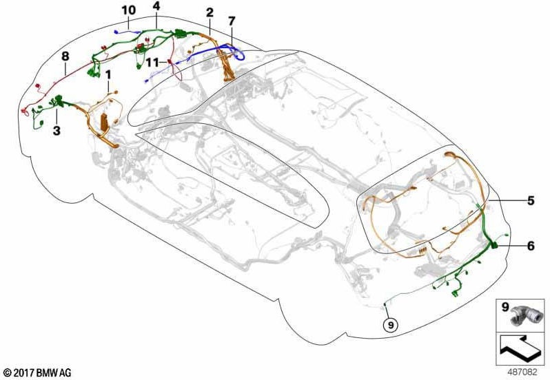 BMW本物の代理人ケーブルテールゲート左（61126821862）| 61126821862