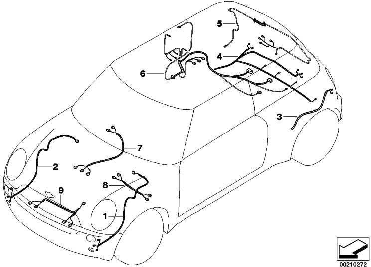BMW本物のケーブルセットテールゲートミニ（61129278356）| 61129278356