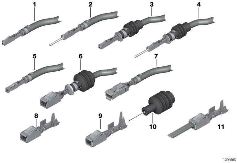 BMW純正ソケットコンタクトMQS ELAとケーブル0.5-0.75mm²AG（61130056384）| 61130056384