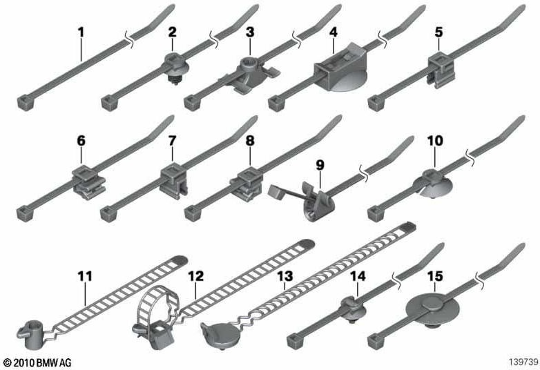 BMW本物のケーブルタイL = 300mm/w = 4.8mm（61138377065）| 61138377065