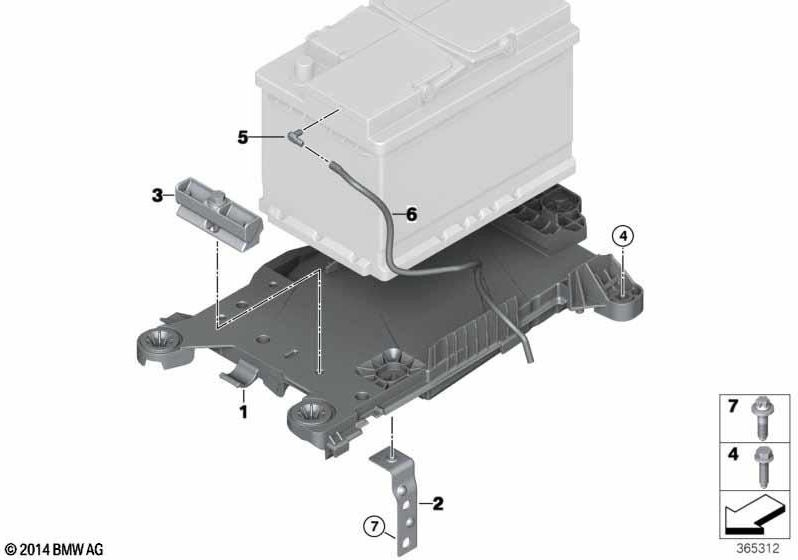 BMW本物のバッテリーキャリア70AH（61217641798）| 61217641798