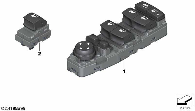 BMW本物のスイッチウィンドウリフタードライバーサイド（61319289624）| 61319289624