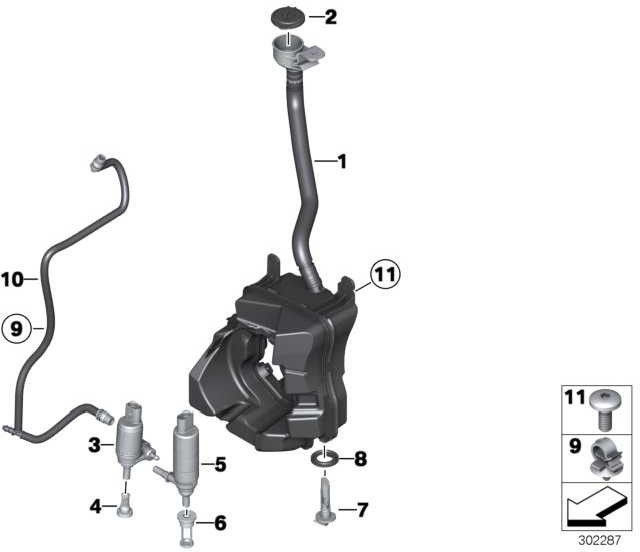 BMW本物の洗浄液容器（6169802203）| 61669802203