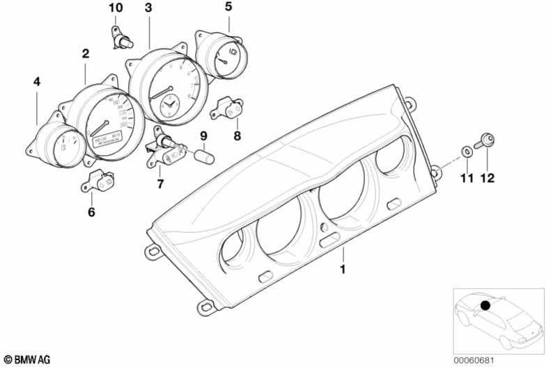 BMW本物のコントロールライトミッテ（62148383655）| 62148383655