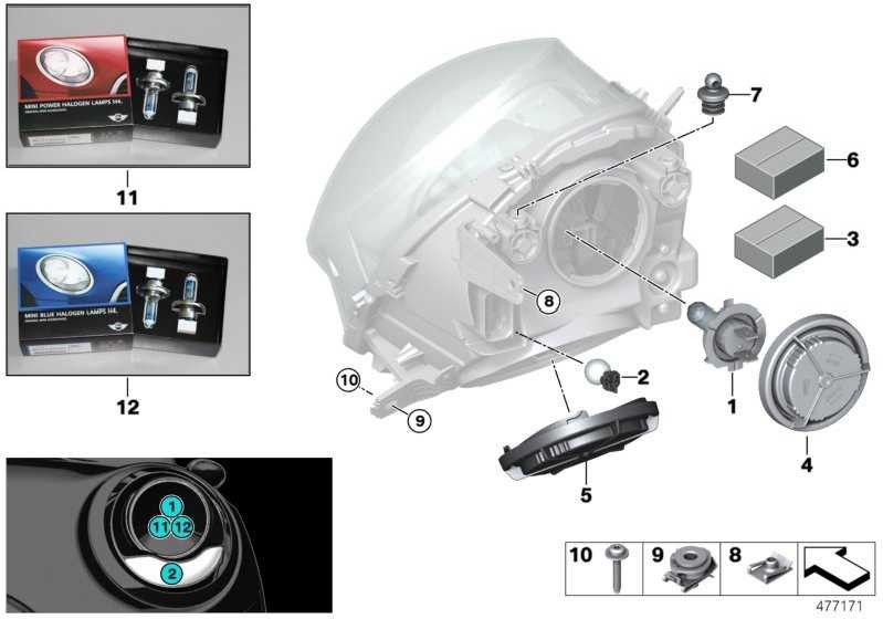 BMW本物のセットホルターヘッドライトミニ（63117383206）| 63117383206