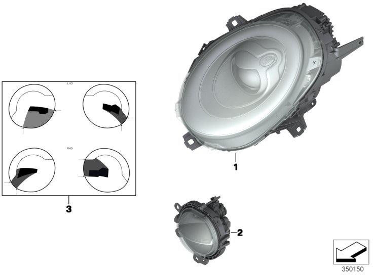 BMW本物のヘッドライトLED左（63117448381）| 63117448381