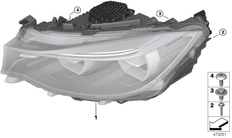 BMW本物のヘッドライトLED左（63117470413）| 63117470413