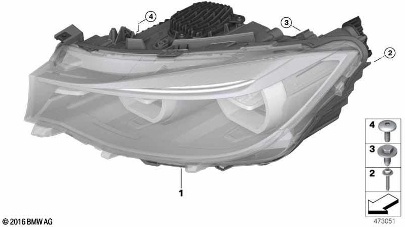 BMW本物のヘッドライトLED左（63117470415）| 63117470415