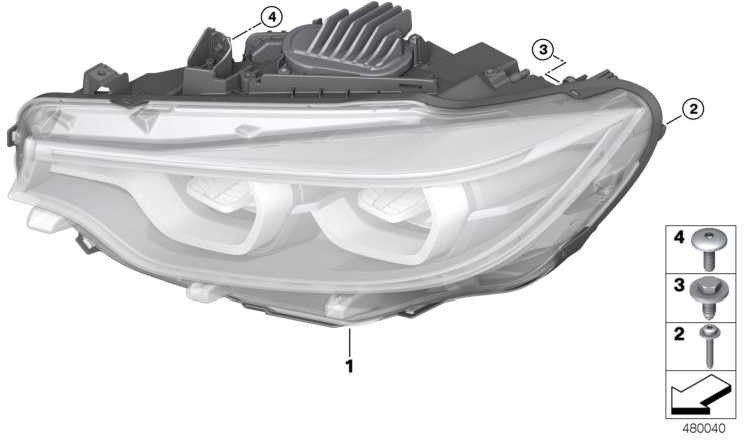 BMW本物のヘッドライトLED右（63117478152）| 63117478152