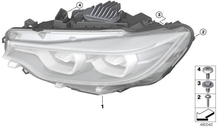 BMW本物のヘッドライトLED右（63117478154）| 63117478154