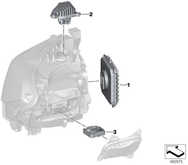BMW本物のLEDモジュール右側の昼間のランニングライト（63117494852）| 63117494852