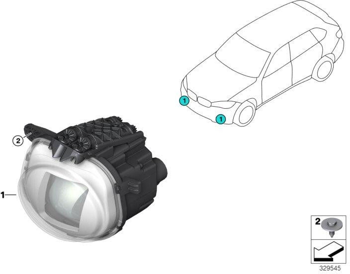 BMW左側の本物のヘッドライトターゲットライト（63117494865）| 63117494865