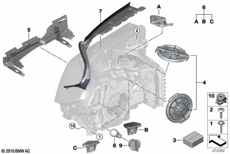 BMW本物の修理ムーブメントヘッドライト右（63117495132）| 63117495132