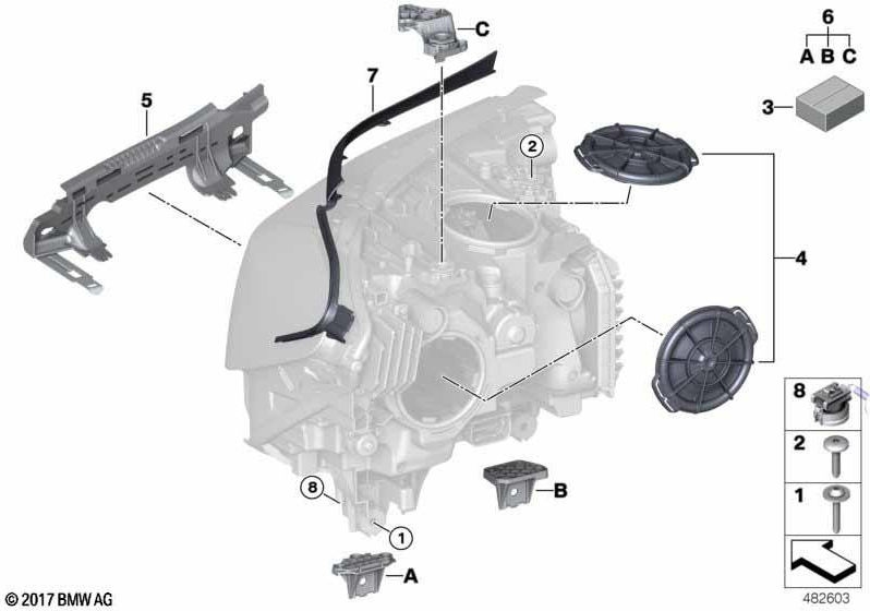 右側のヘッドライト用のBMW純正修理セット（63118491784）| 63118491784