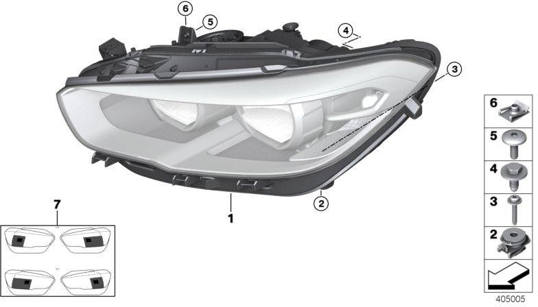 BMW本物のヘッドライトは左の黒いライン（63118492455）| 63118492455