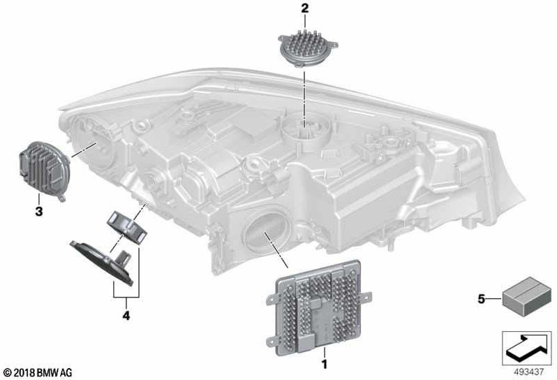 BMW本物のLEDモジュールターン信号/左側の日中のランニングライト（63118737143）| 63118737143