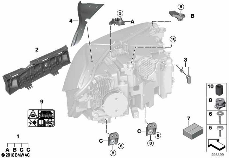 BMW本物の詩のヘッドライト右（63119477982）| 63119477982