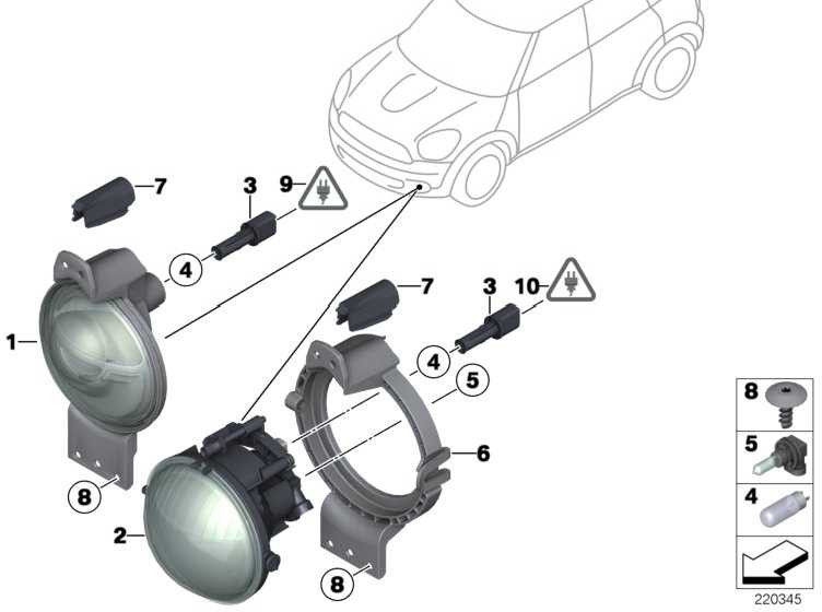 BMW本物のホルダーフォグライトミニ（63129807305）| 63129807305