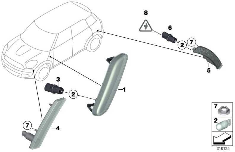 BMW本物の追加の点滅ライトイエロー左（63139802567）| 63139802567
