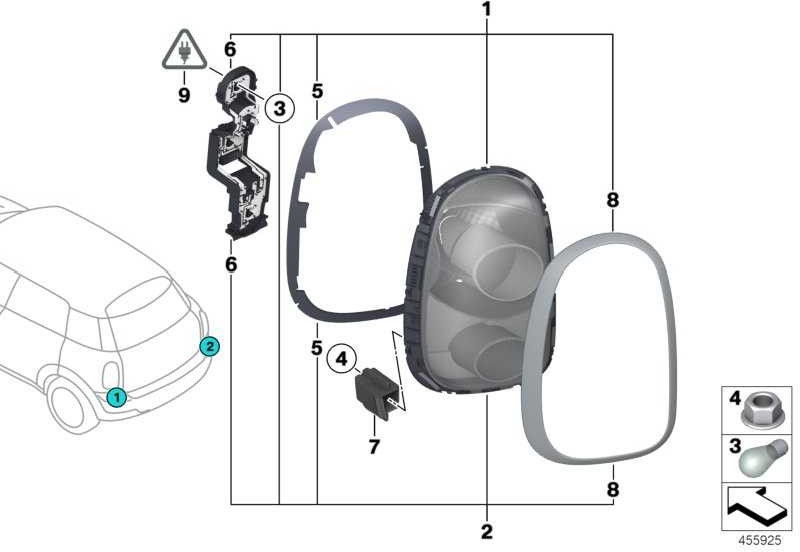 右のミニのBMW本物の固定ブラケット（63139807734）| 63139807734