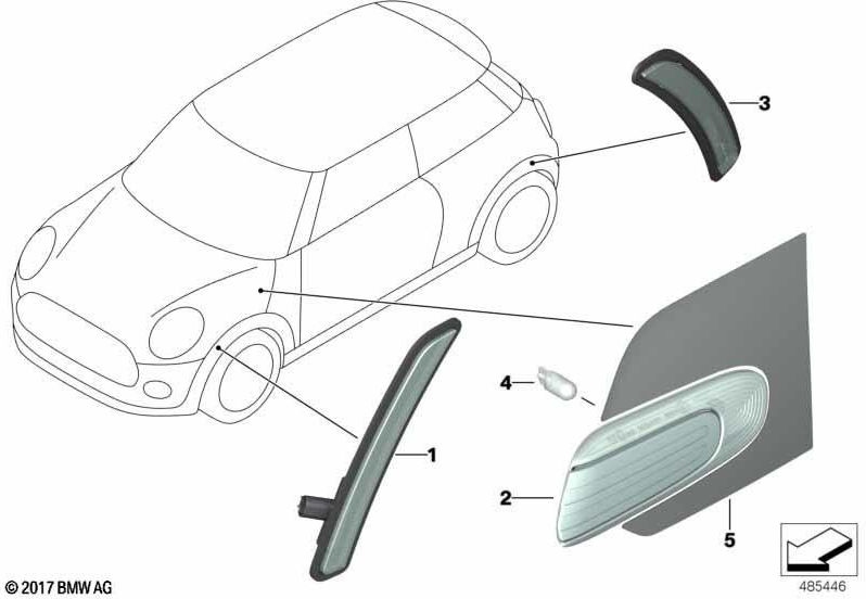 BMW左後部にある本物のサイドマーカーランプ（63217297547）| 63217297547
