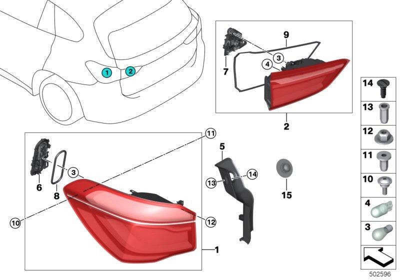 BMW純正リアランプテールゲート右（63217350696）| 63217350696
