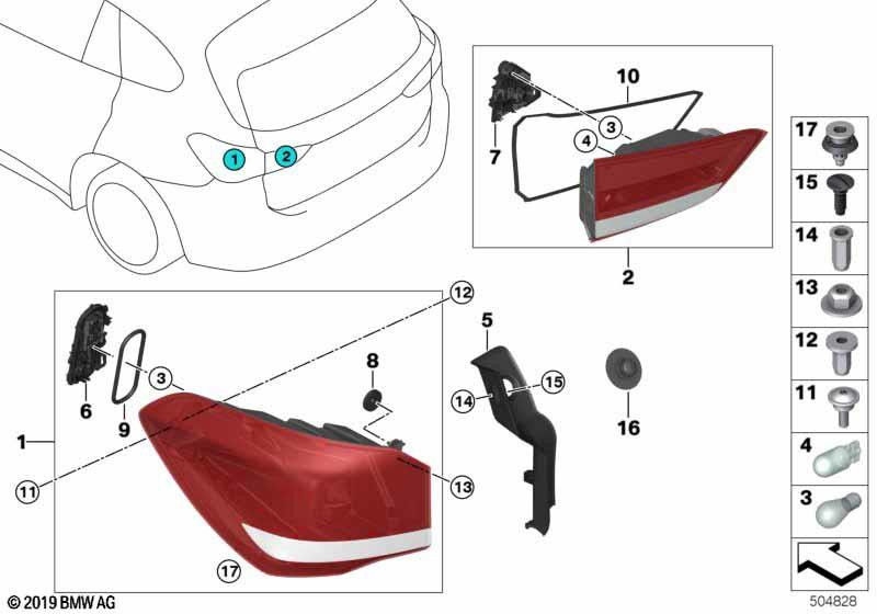 BMW本物のテールライトテールゲートLED右（63217477718）| 6321747718