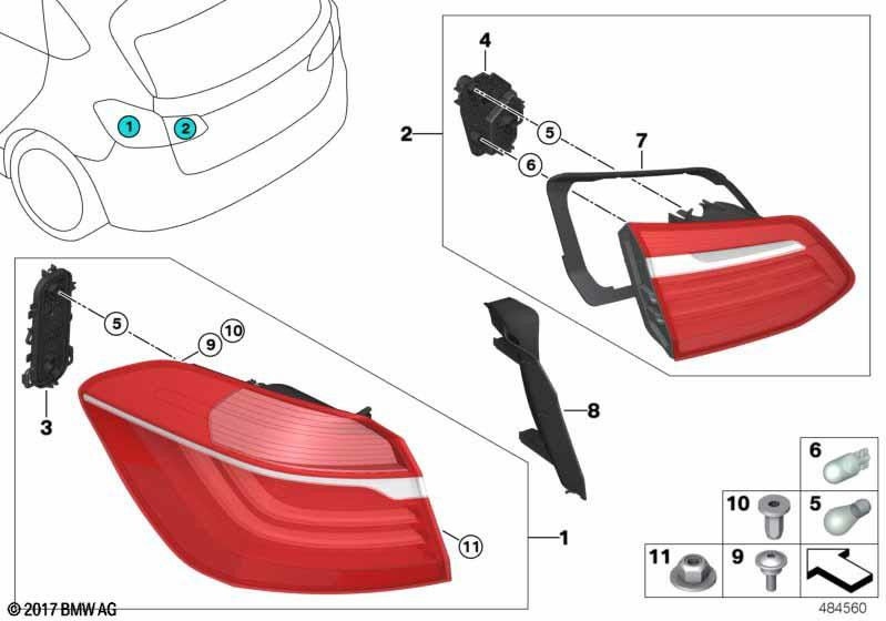BMW本物のテールライトテールゲート右（63217491340）| 63217491340
