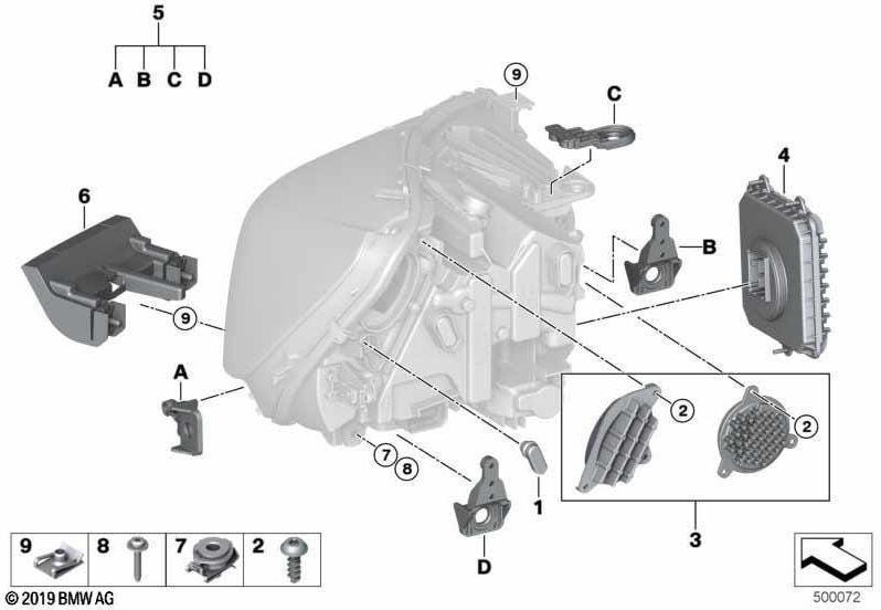 BMW本物のLEDモジュールターン信号/右側の日中のランニングライト（63217491664）| 63217491664