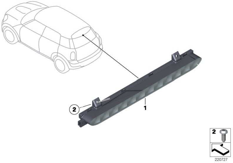 BMW本物のサードブレーキライトホワイトミニ（63257221834）| 63257221834