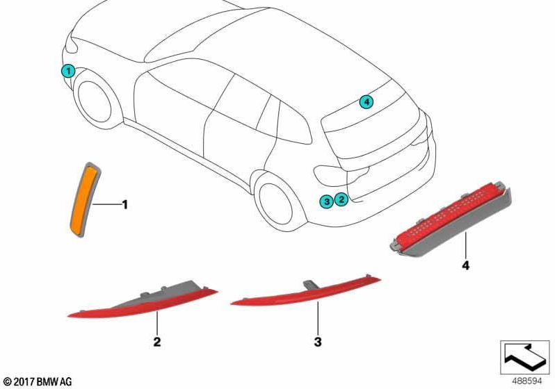 BMW本物のサードブレーキライト（63257423388）| 63257423388