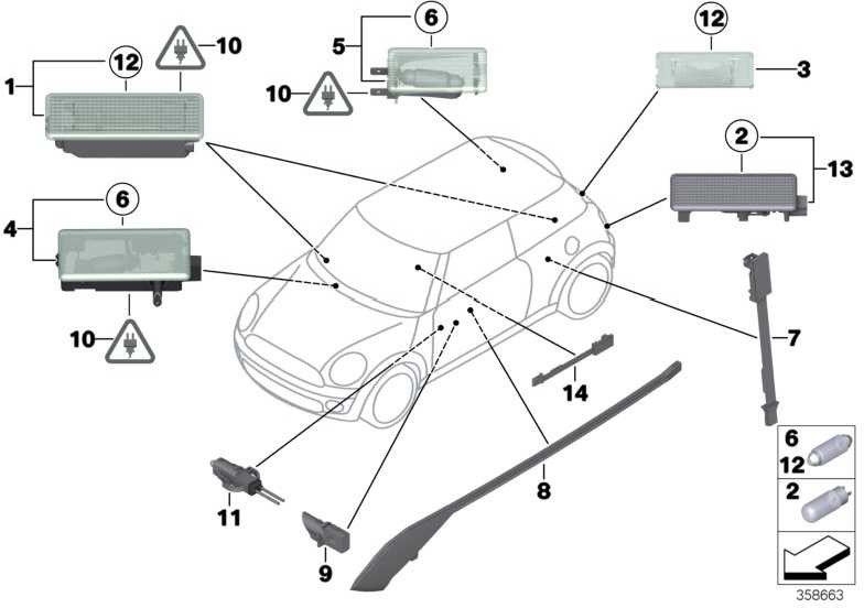 BMW本物のLEDモジュールB-Pillar Mini（63319229025）| 63319229025