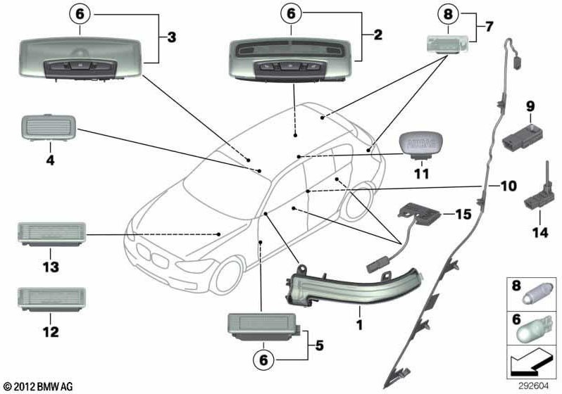 BMW左側の本物のLEDモジュールBピラー（63319292250）| 63319292250