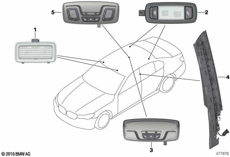 BMW本物のインナーライトパノラマ屋根の右の黒（63319390892）| 63319390892