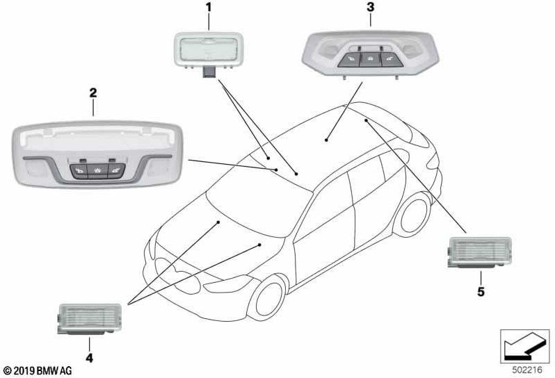 BMW本物の内側読み取り光LEDフロント（63319891139）| 63319891139