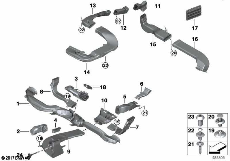 BMW本物のアダプターエアカンパンダラウム左（64116825813）| 64116825813