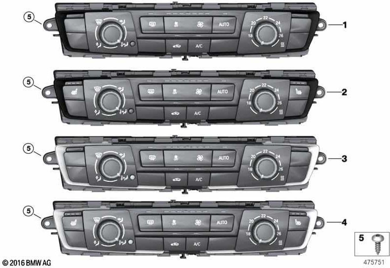 BMW本物のコントロールパネルエアコン°C（64119384046）| 64119384046