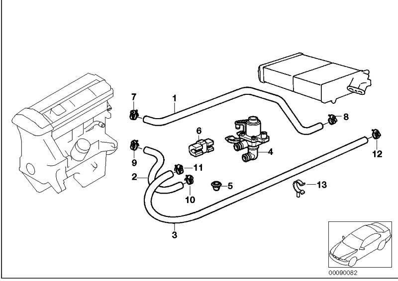 BMW本物のホースエンジンフローウォーターバルブZ3（64212229844）| 64212229844