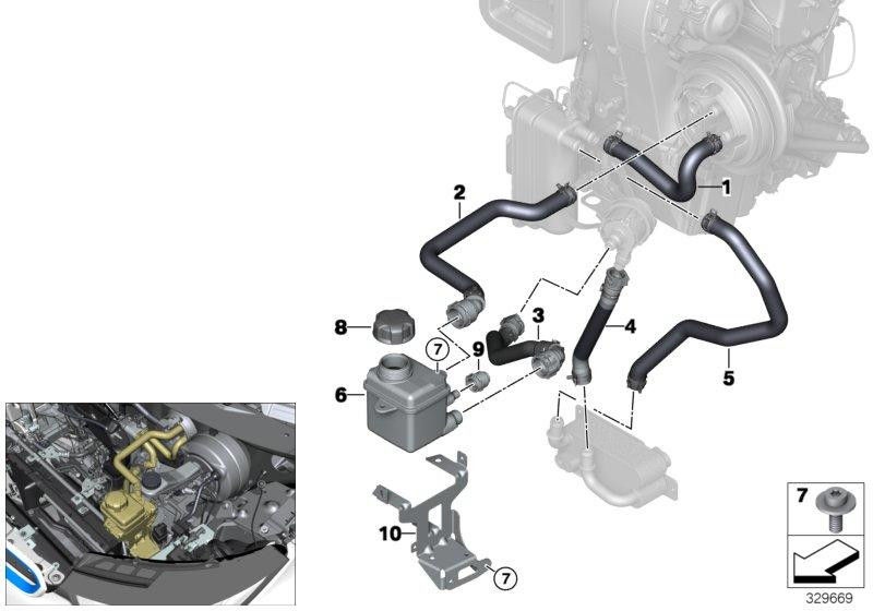 BMW本物のクーラントホースリターン（64219292729）| 64219292729