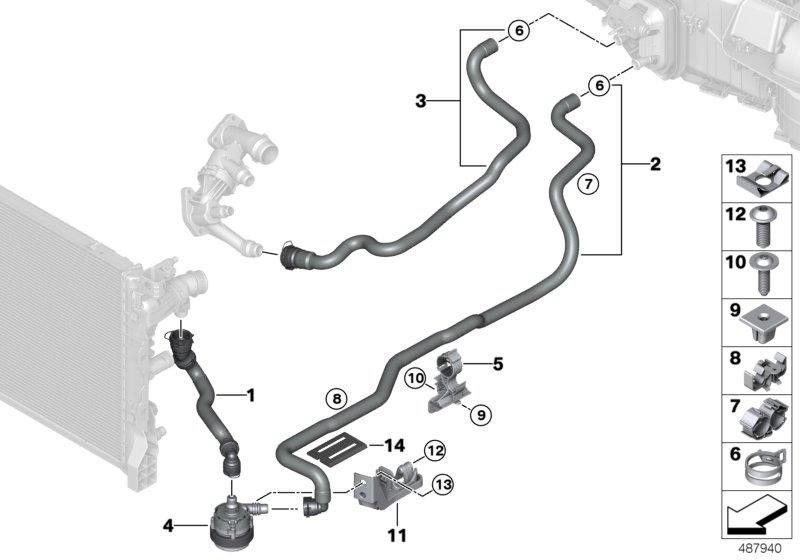 BMW本物のクーラントホースリード1（64219299619）| 64219299619