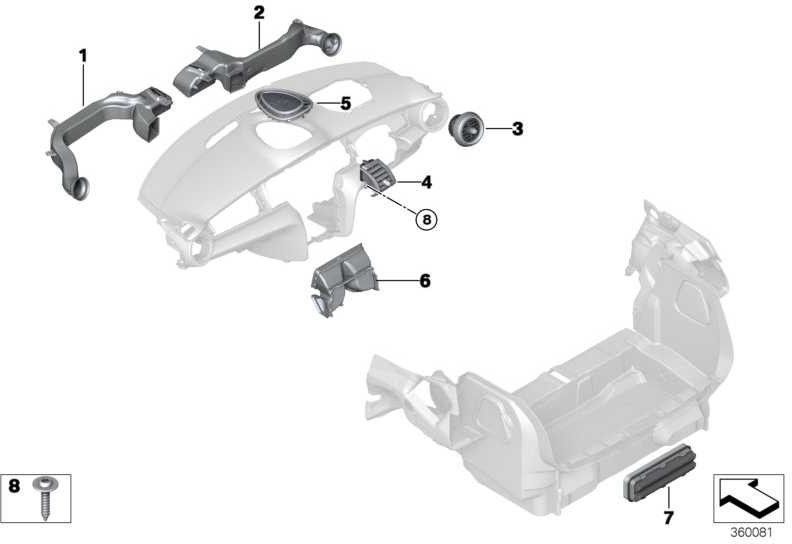 BMW本物のフレッシュエアグリル間接（64229262802）| 64229262802