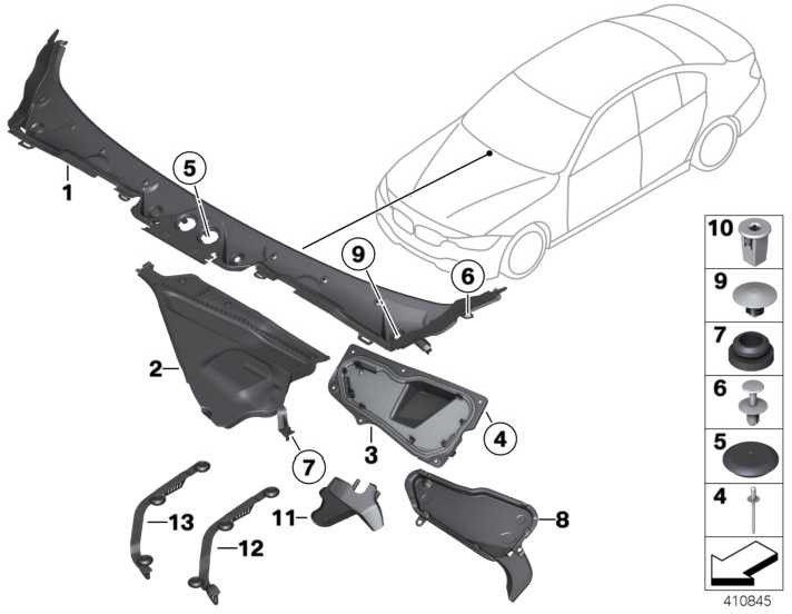 BMW本物のカバーWarfluch Right LHD 3シリーズ（64319353042）| 64319353042