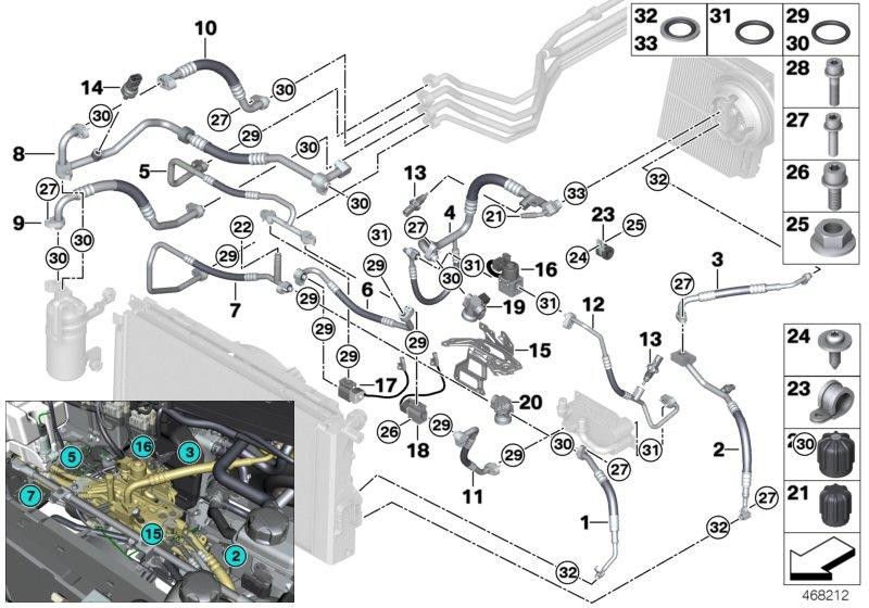 BMW本物の印刷ラインフロントR1234YF（64509335483）| 64509335483