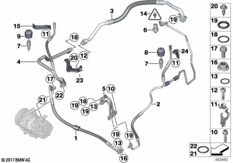 BMW本物のダブルパイプアルミニウム（64532758225）| 64532758225