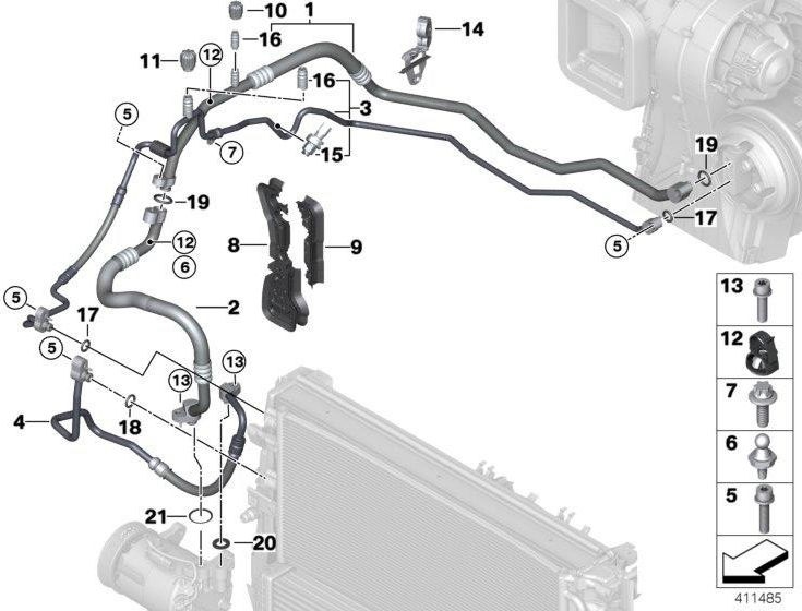BMW本物の吸引ライン（64536834659）| 64536834659