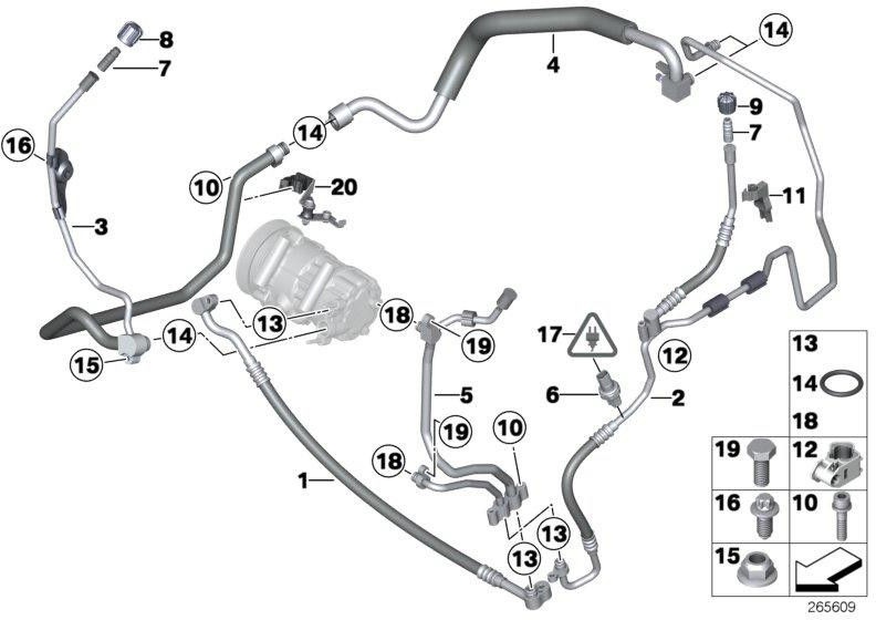 BMW純正吸引ライン蒸発器コンプレッサー（64539250723）| 64539250723