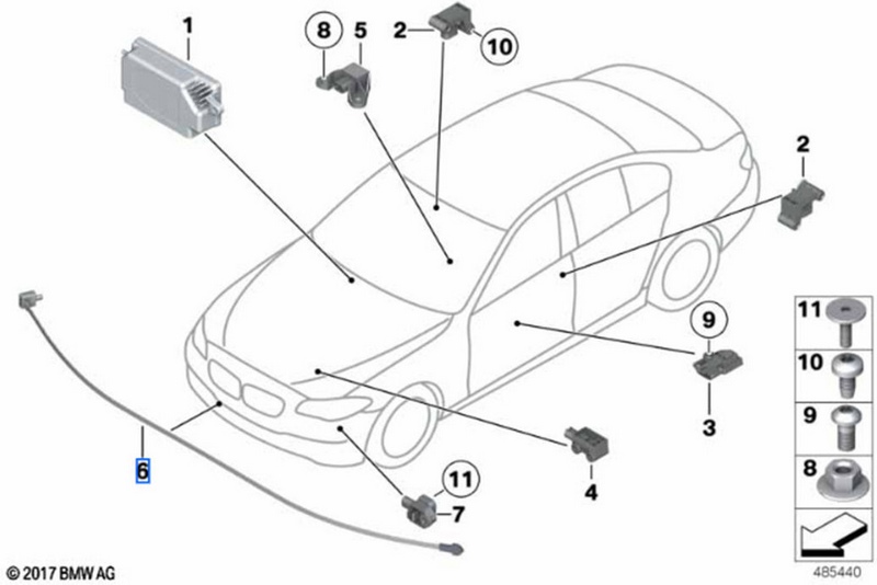 BMW本物のセンサーパスランド保護LWL（65765A7FAE8）| 65765A7FAE8