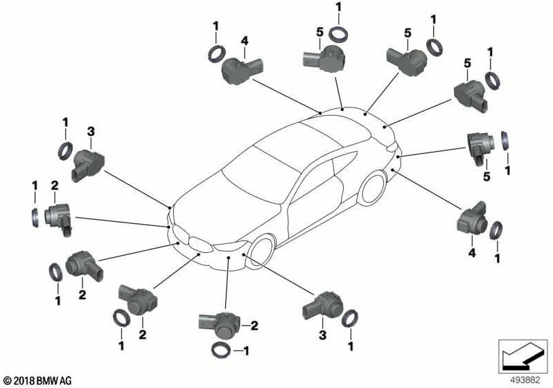 BMW本物の超音波センサーバルセロナブルーWC38（66207927810）| 66207927810