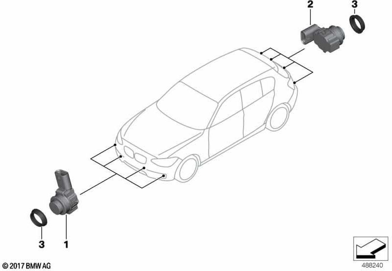BMW本物の超音波センサープラチンシルバーWC08（66209353659）| 66209353659