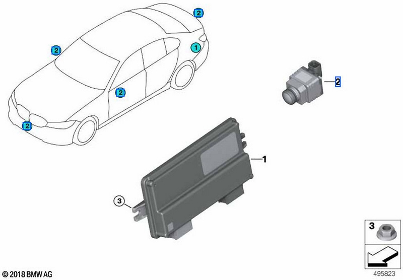 BMW本物のサラウンドビューカメラ（66535A0F6D7）| 66535A0F6D7